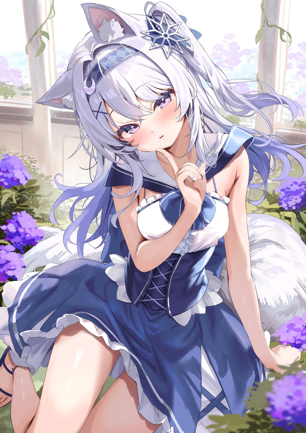 animal_ears dress nyahu_(nyahu_77) skirt_lift tail