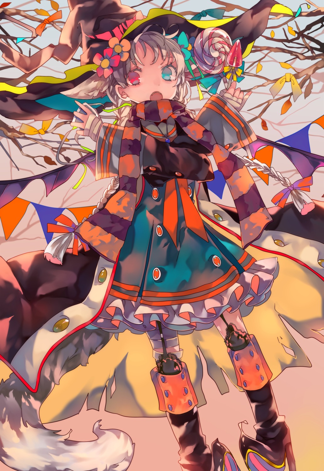 bandages cha_goma dress heels heterochromia stockings thighhighs witch