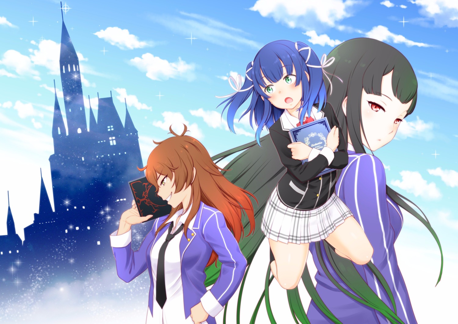 kagimura_hazuki marchen_madchen seifuku tsuchimikado_shizuka yumilia_qazan