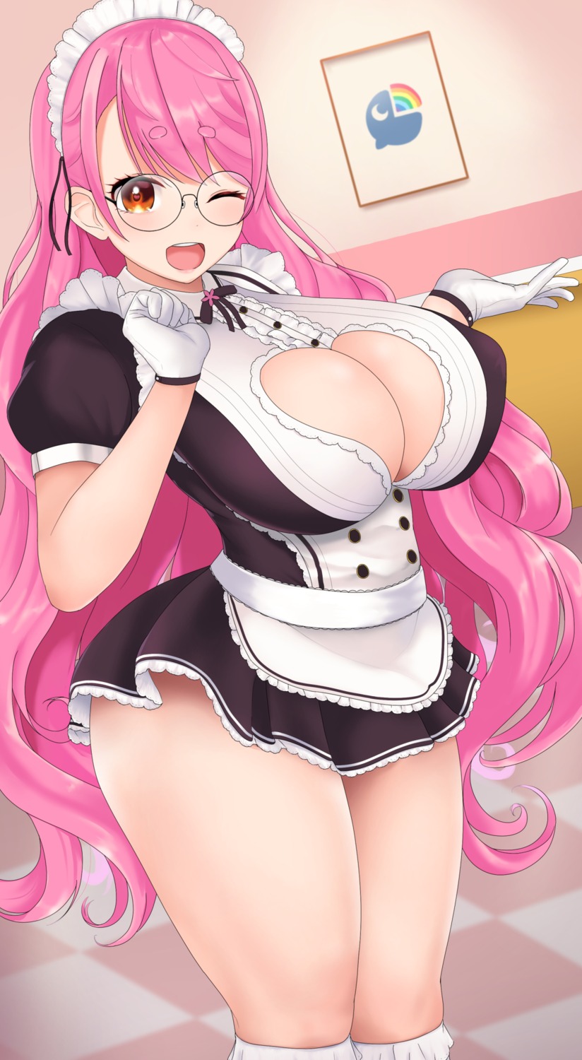 aizono_manami maid megane nijisanji no_bra skirt_lift tagme