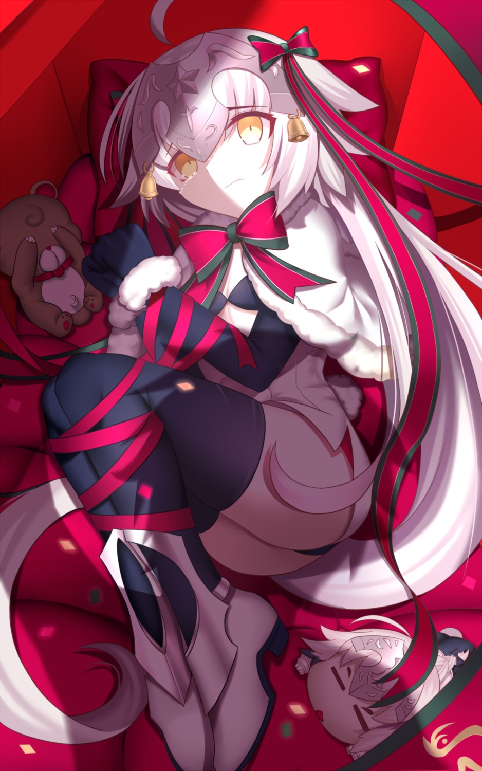 armor bondage bra christmas fate/grand_order heels jeanne_d'arc_alter_santa_lily pantsu paperfinger thighhighs