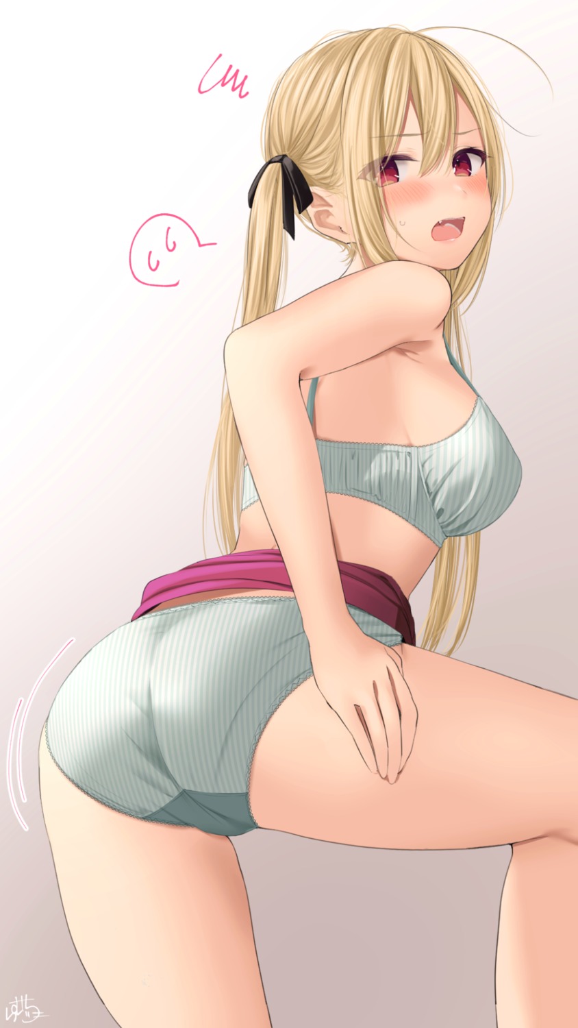 ass bra kinpatsu-chan_(ramchi) pantsu ramchi shimapan skirt_lift