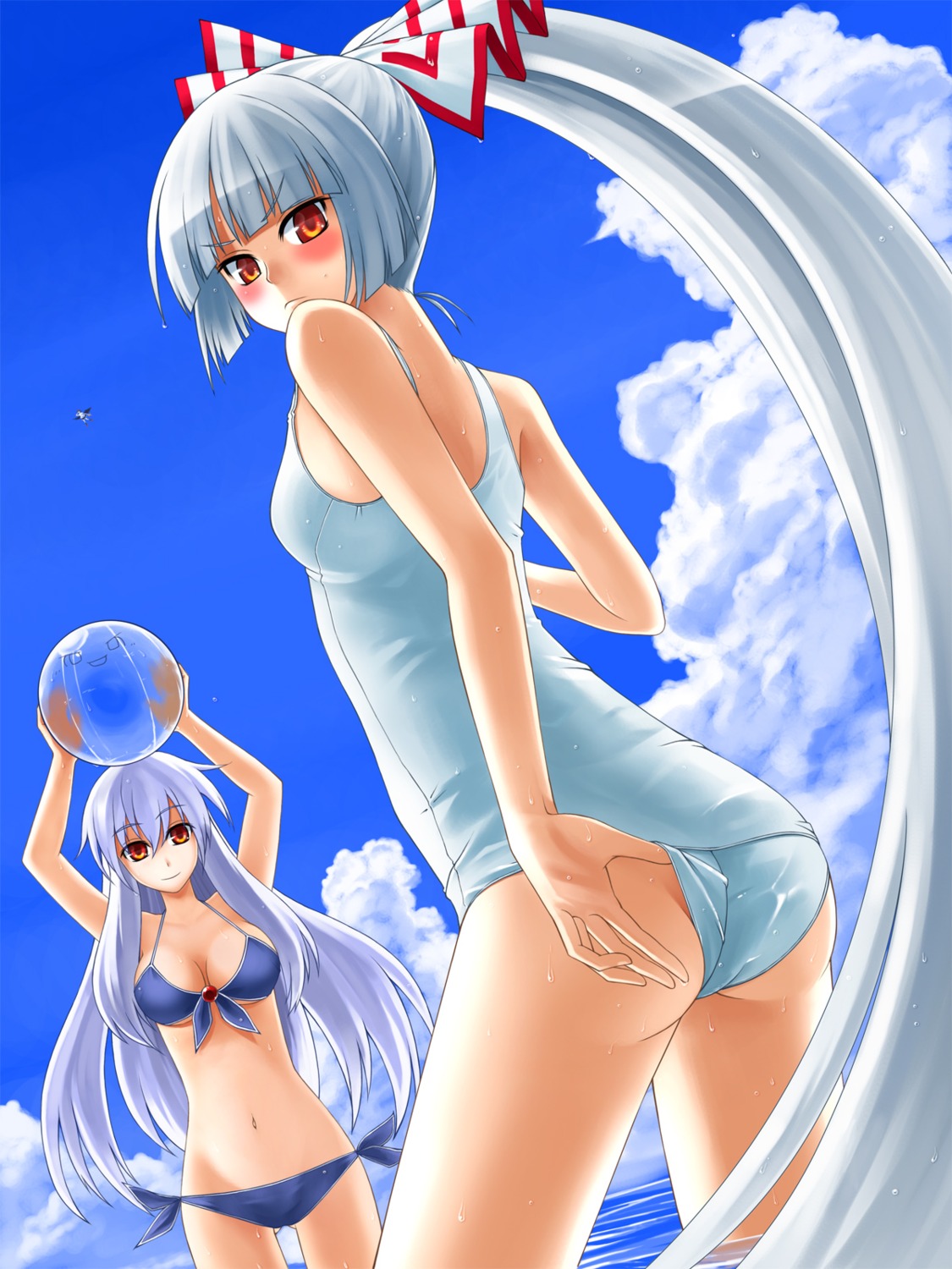 bikini fujiwara_no_mokou kamishirasawa_keine seihou swimsuits touhou