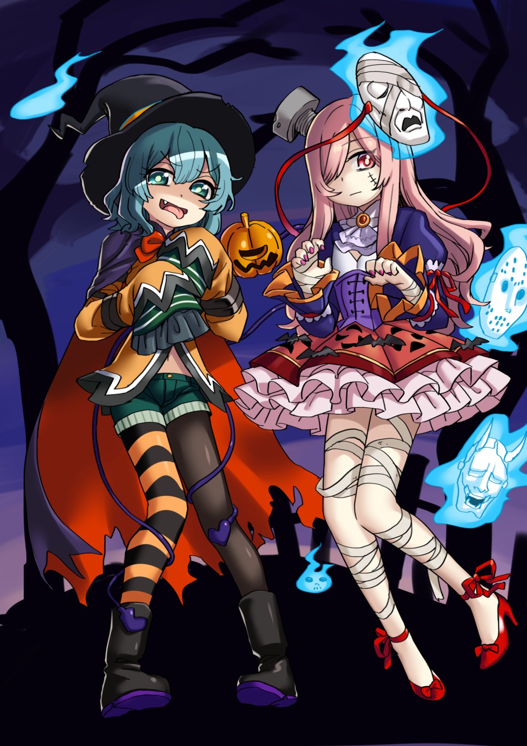 bandages halloween hata_no_kokoro heels komeiji_koishi nobori_ranzu pantyhose touhou witch