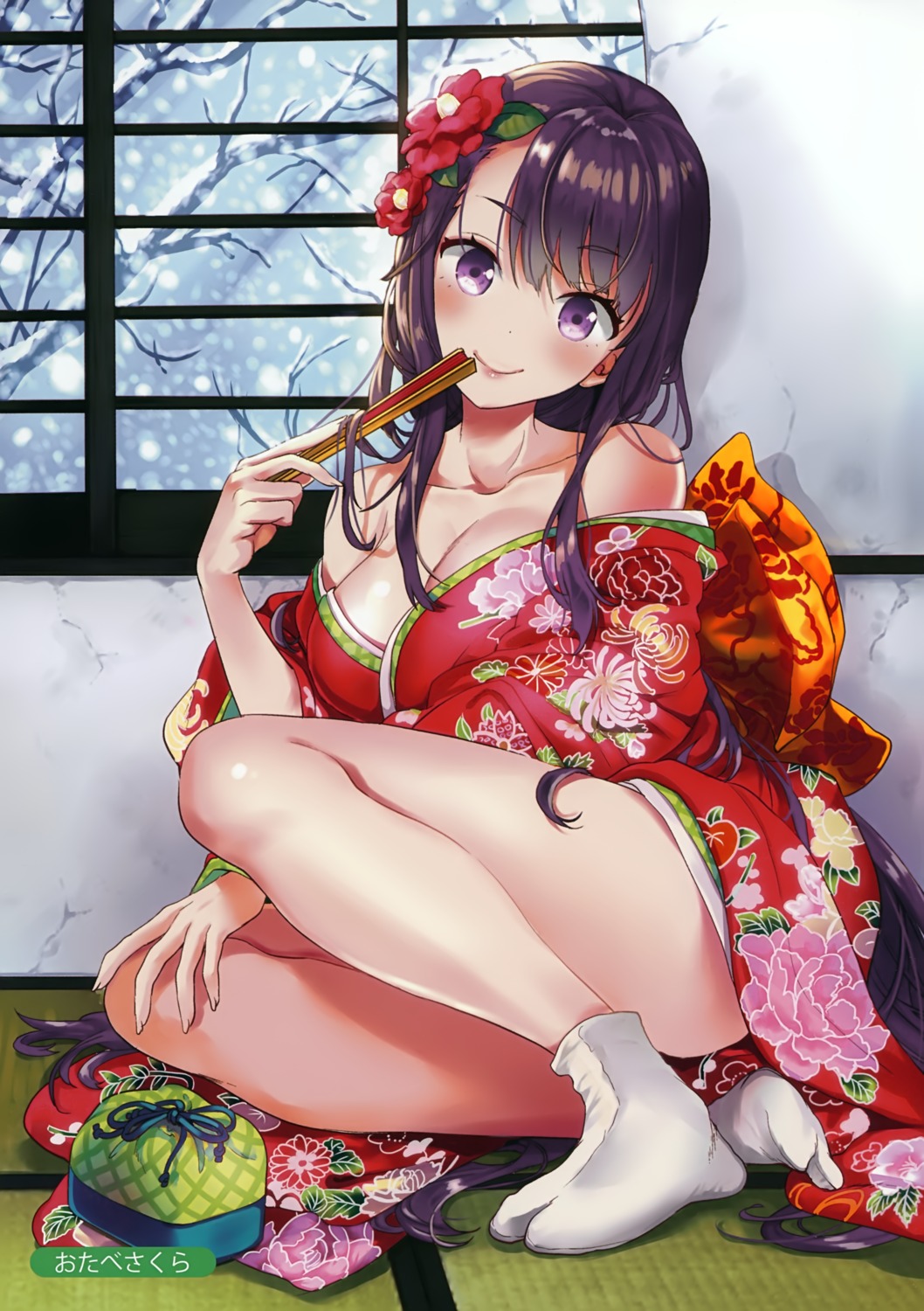 cleavage feet kimono open_shirt otabe_sakura