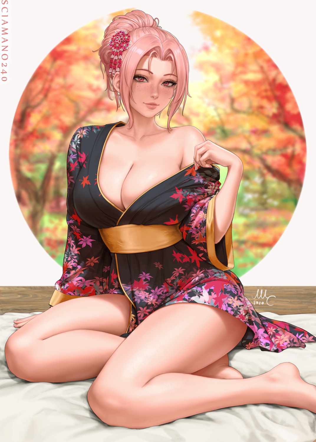 chloe_(mirco_cabbia) cleavage mirco_cabbia no_bra open_shirt undressing yukata