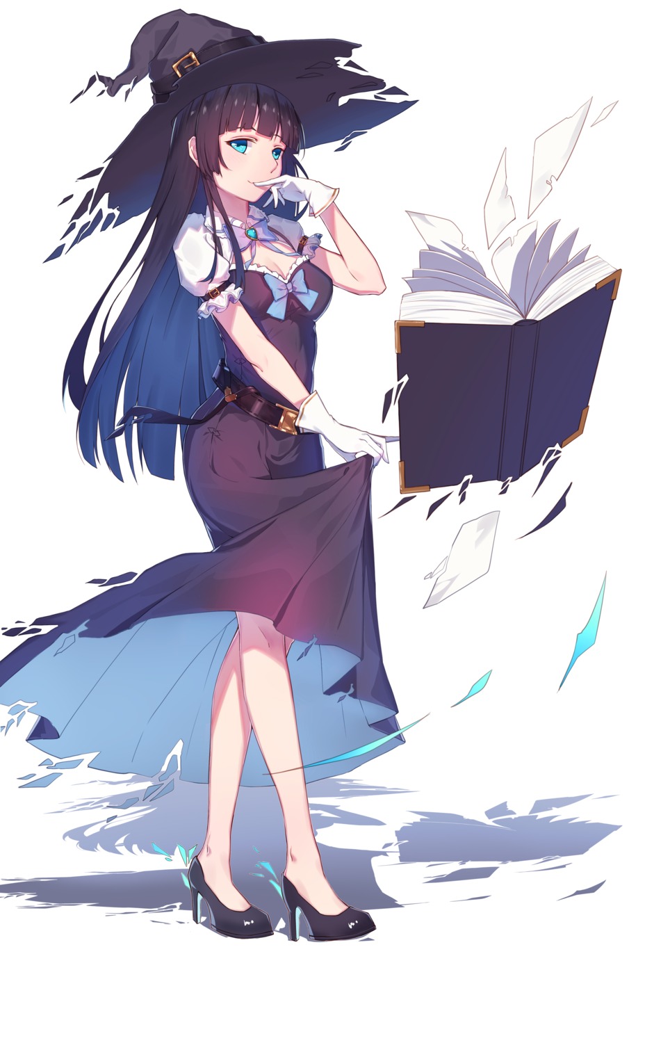 cleavage dress heels skirt_lift torn_clothes witch yuwan_2333