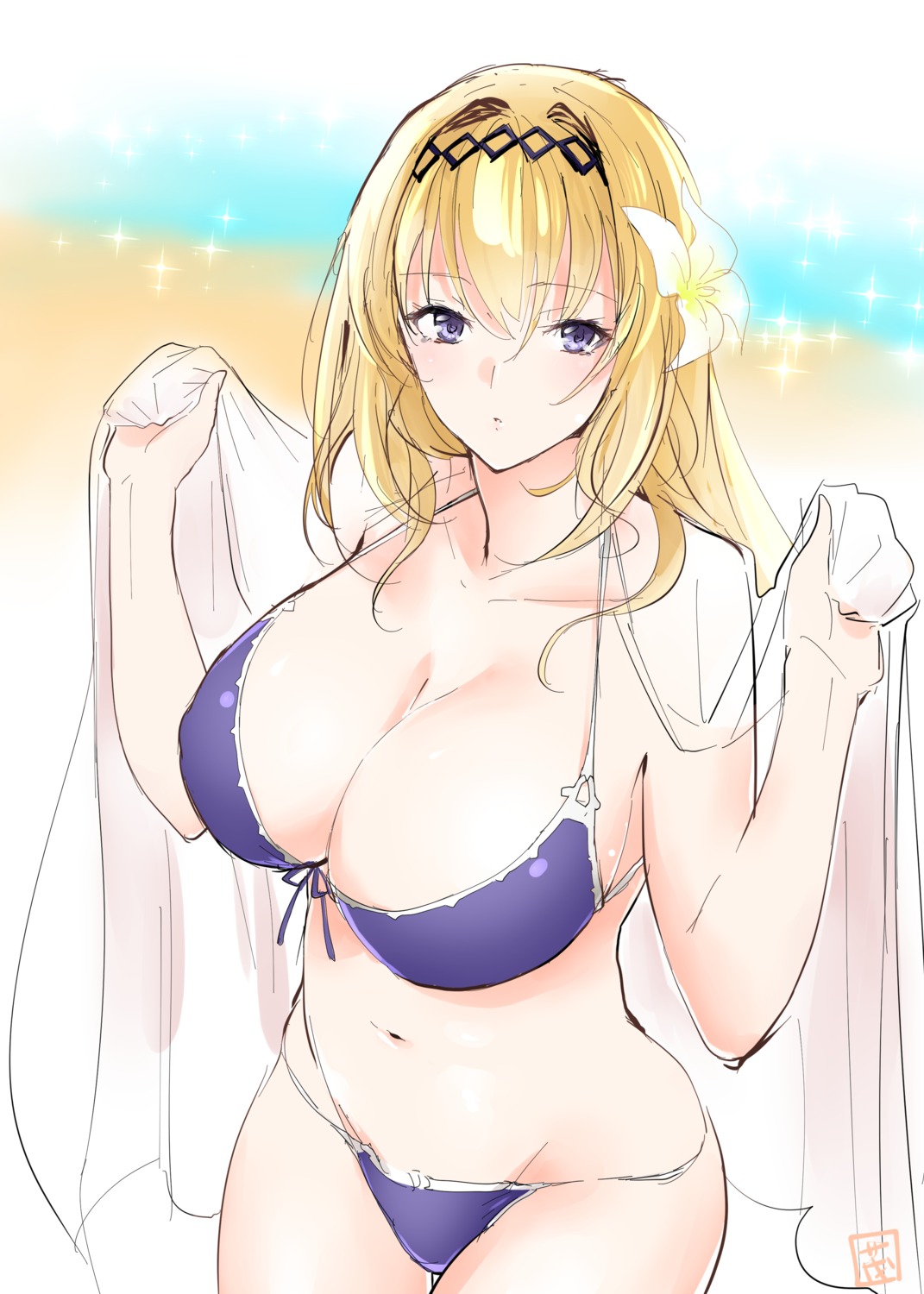 bikini cleavage granblue_fantasy jeanne_d'arc jeanne_d'arc_(granblue_fantasy) slept_(re_mix) swimsuits