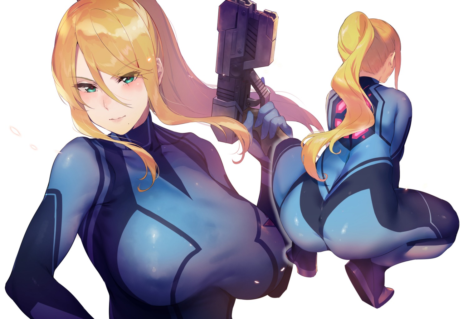 ass bodysuit erect_nipples gun iku_(ikuchan_kaoru) metroid samus_aran