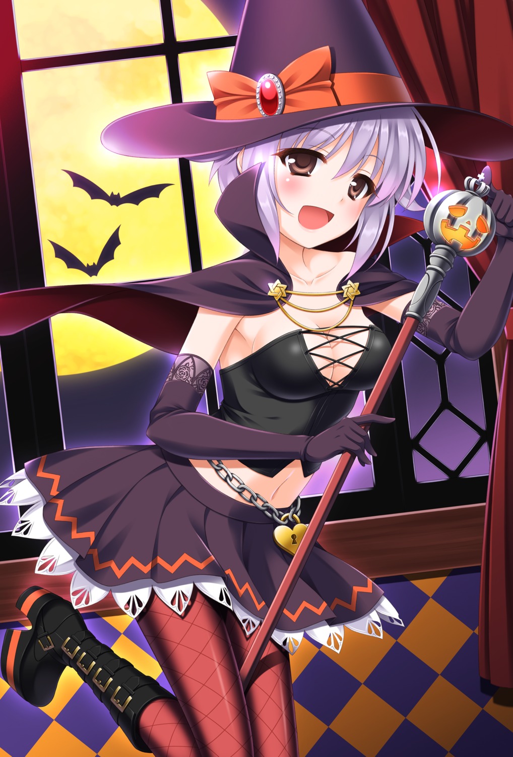 cleavage halloween koshimizu_sachiko nicci pantyhose the_idolm@ster the_idolm@ster_cinderella_girls witch