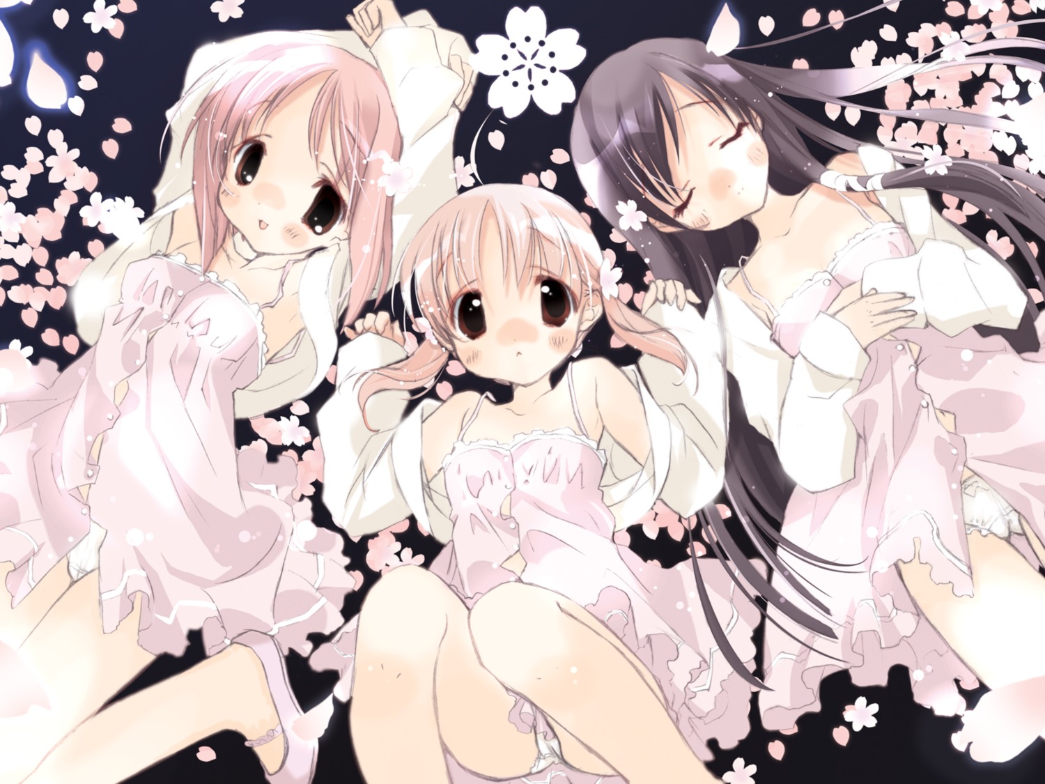 akino_momiji cuffs kiriyama_sakura mokamoka pantsu sakura_musubi sera_karen wallpaper