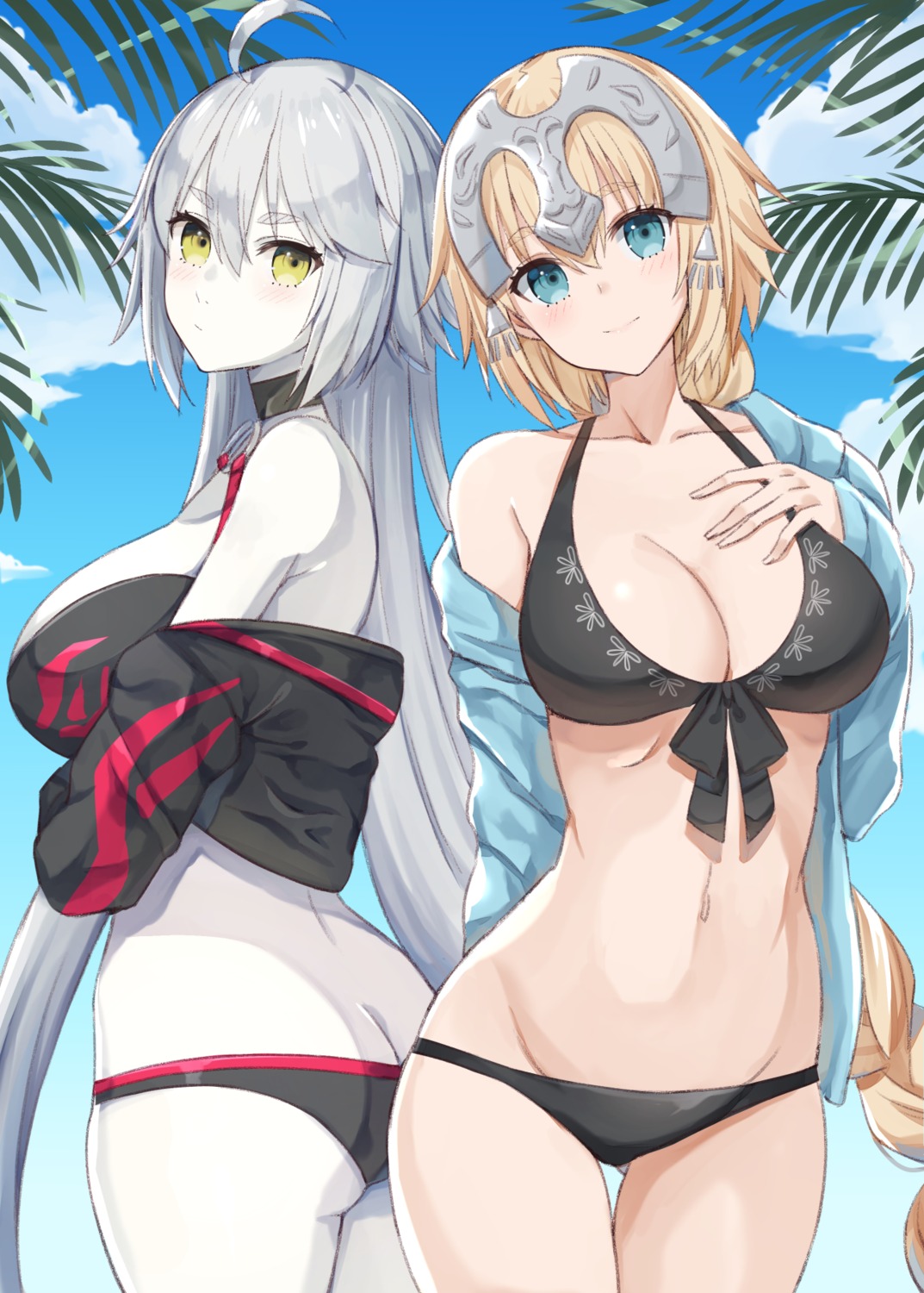 ass bikini cleavage fate/grand_order jeanne_d'arc jeanne_d'arc_(alter)_(fate) jeanne_d'arc_(fate) open_shirt swimsuits yuzu-aki