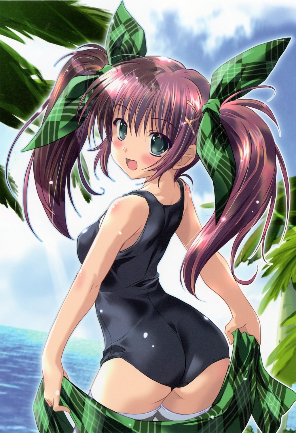 ass komatsu_e-ji paper_texture swimsuits thighhighs undressing