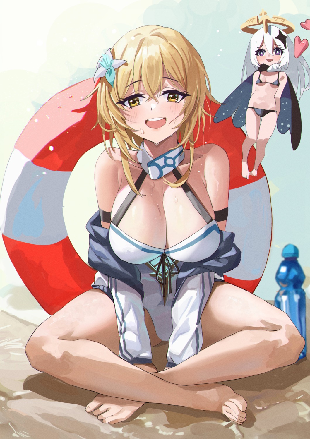 bikini feipin_zhanshi genshin_impact lumine paimon swimsuits