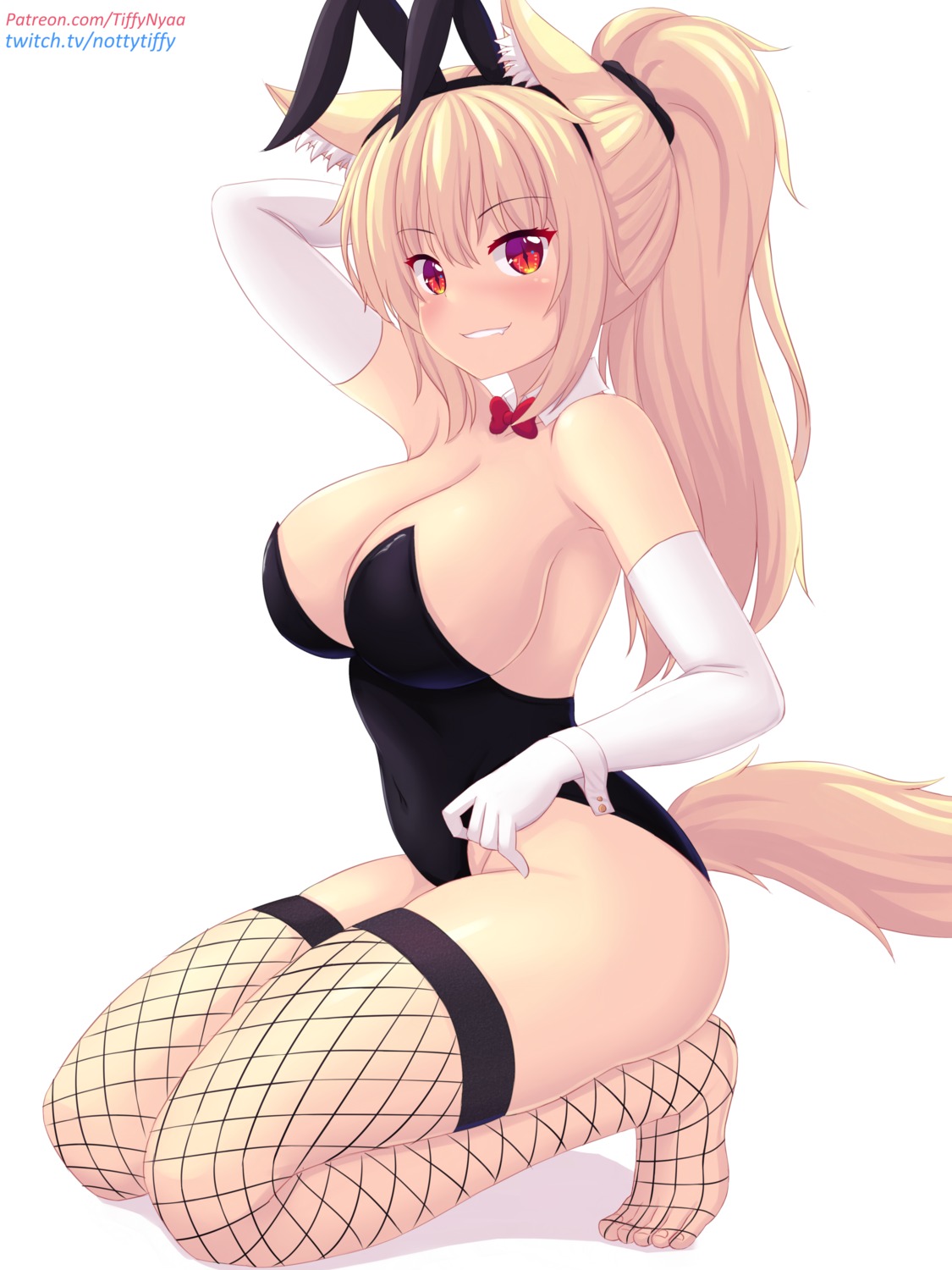 animal_ears bunny_ears bunny_girl fast-runner-2024 fishnets no_bra tail thighhighs tiffy