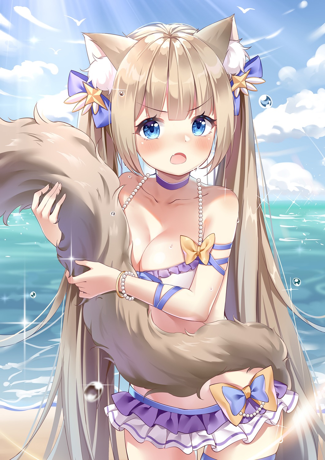 animal_ears bikini cleavage garter ruanruan_rakki swimsuits tail