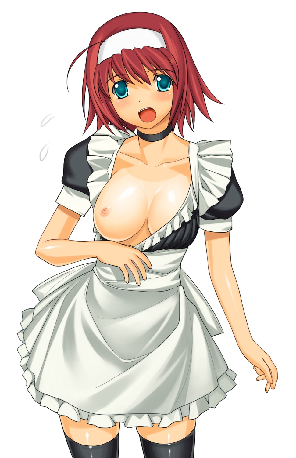 a1 breasts initial-g kimi_ga_nozomu_eien maid nipples no_bra suzumiya_akane thighhighs