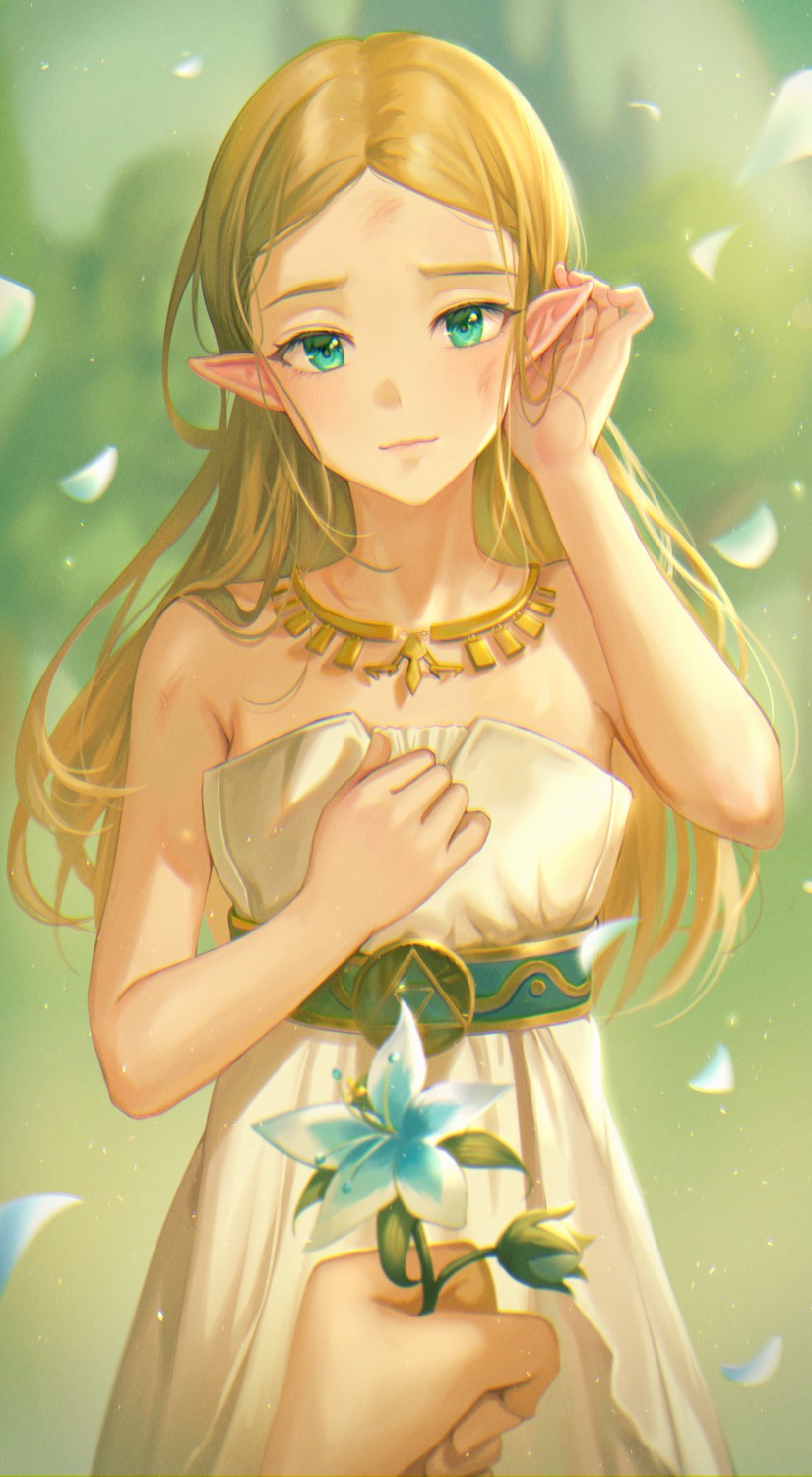 dress no_bra pointy_ears princess_zelda the_legend_of_zelda