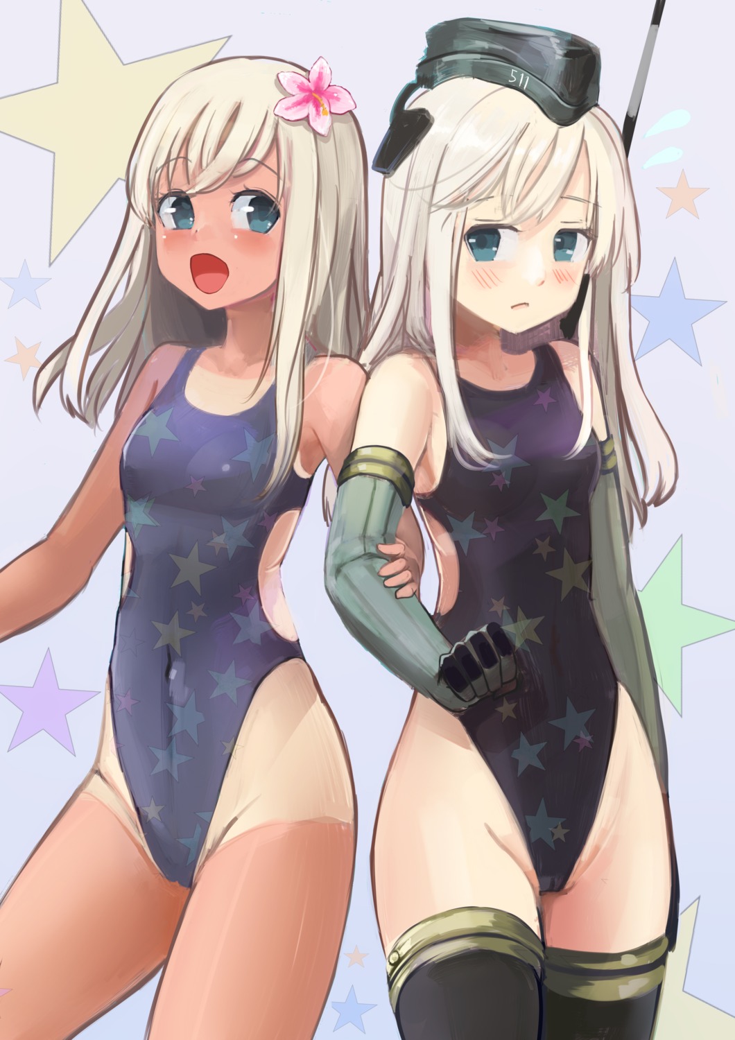 cameltoe kantai_collection ro-500 swimsuits tada_no_ichigo tan_lines thighhighs u-511