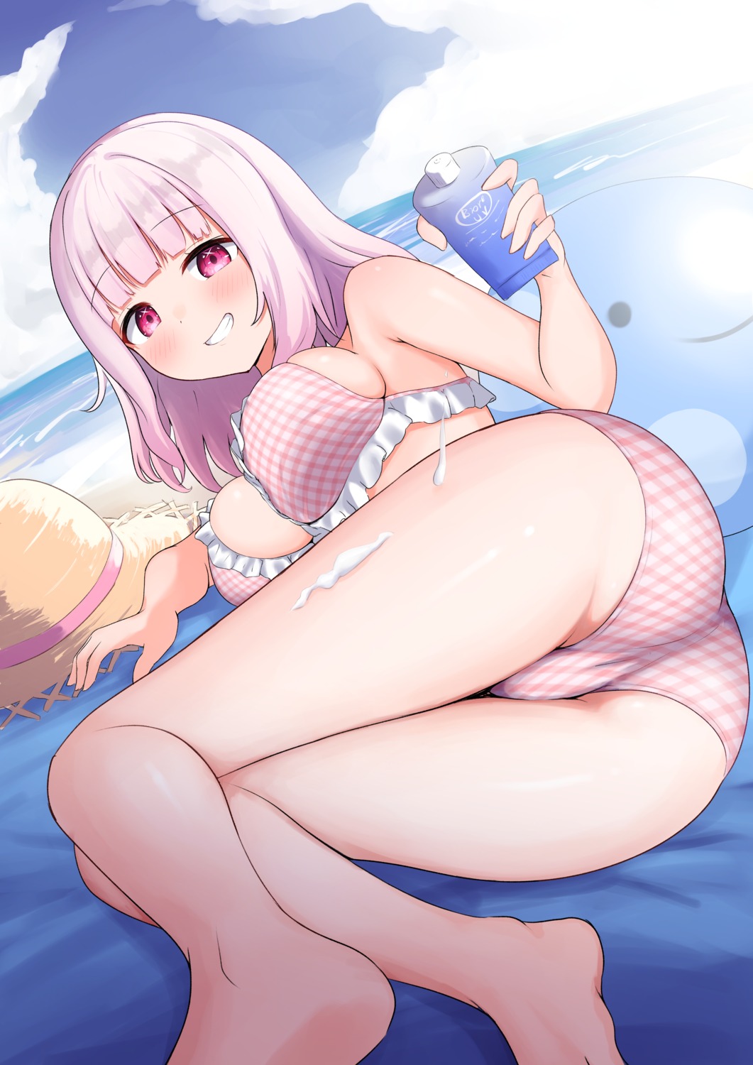 ass bikini cream nijisanji nijisanji_gamers shiina_yuika swimsuits tagme