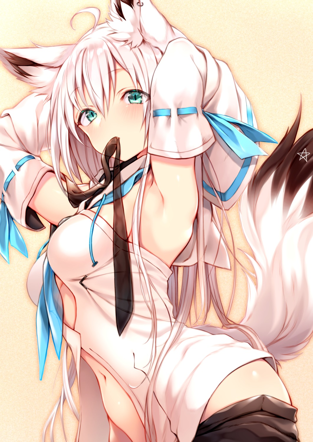 animal_ears hololive hololive_gamers kitsune no_bra nopan open_shirt shirakami_fubuki sukemyon tail