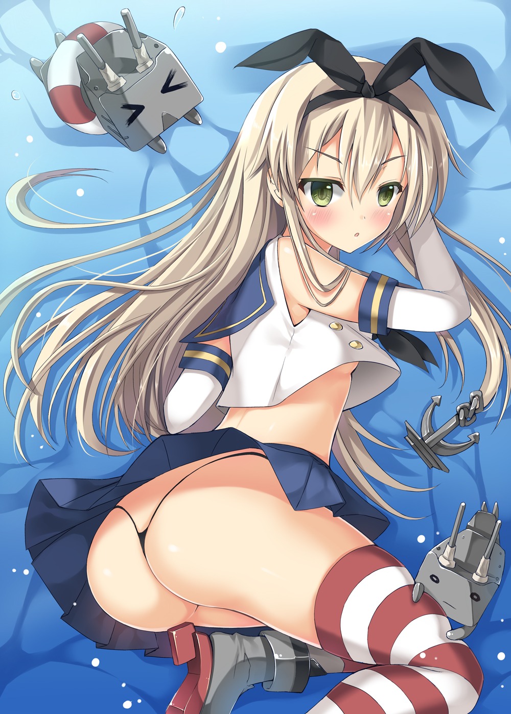 ass hanahanamaki kantai_collection loli pantsu shimakaze_(kancolle) thighhighs thong