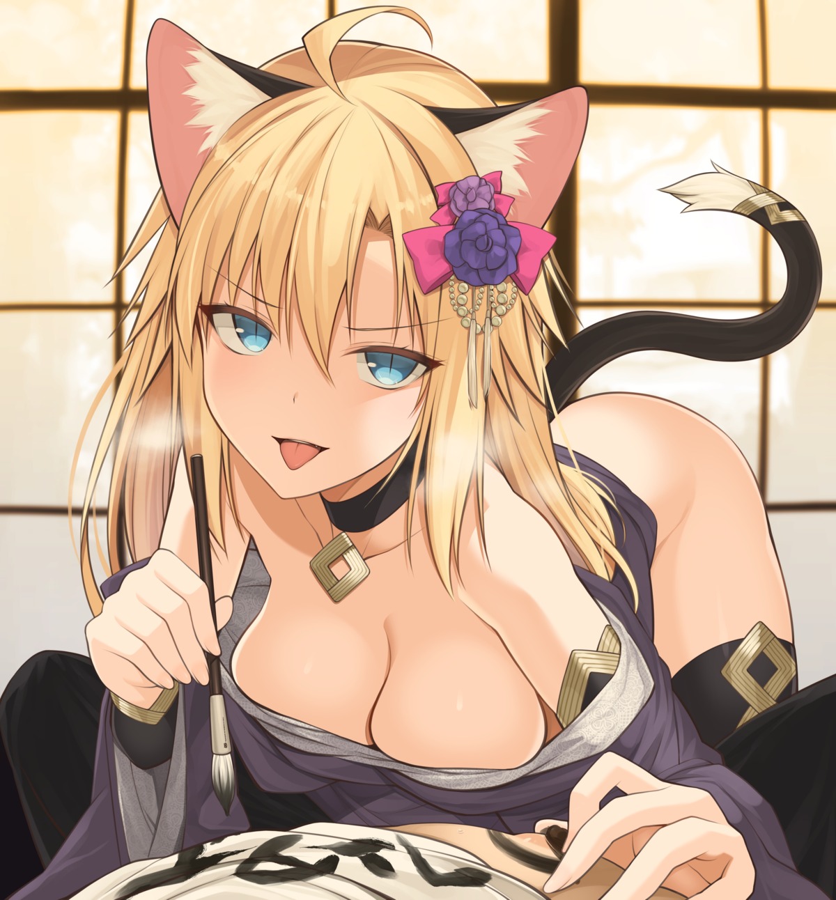 animal_ears bottomless nekomimi no_bra oota_yuuichi tail thighhighs