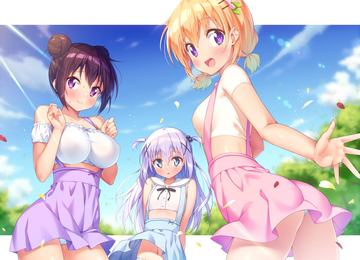 ass cameltoe gochuumon_wa_usagi_desu_ka? hoto_cocoa kafuu_chino kazuma_(kazumav) loli pantsu skirt_lift tedeza_rize thong