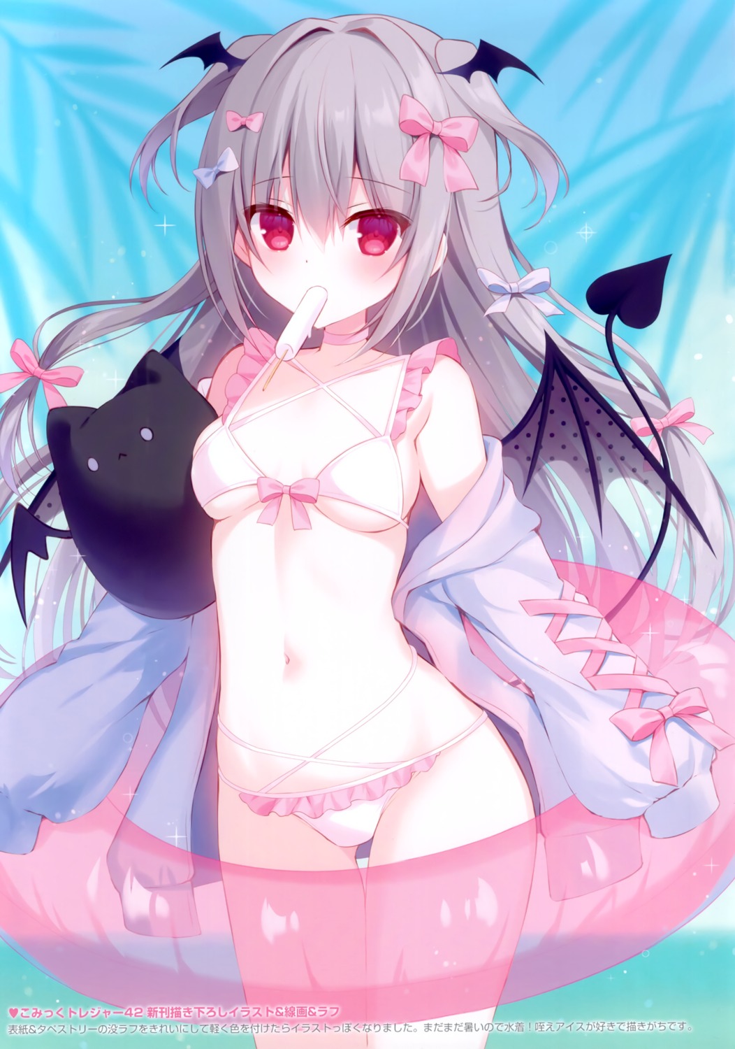 bikini devil hasune hasuneya open_shirt swimsuits tail wings