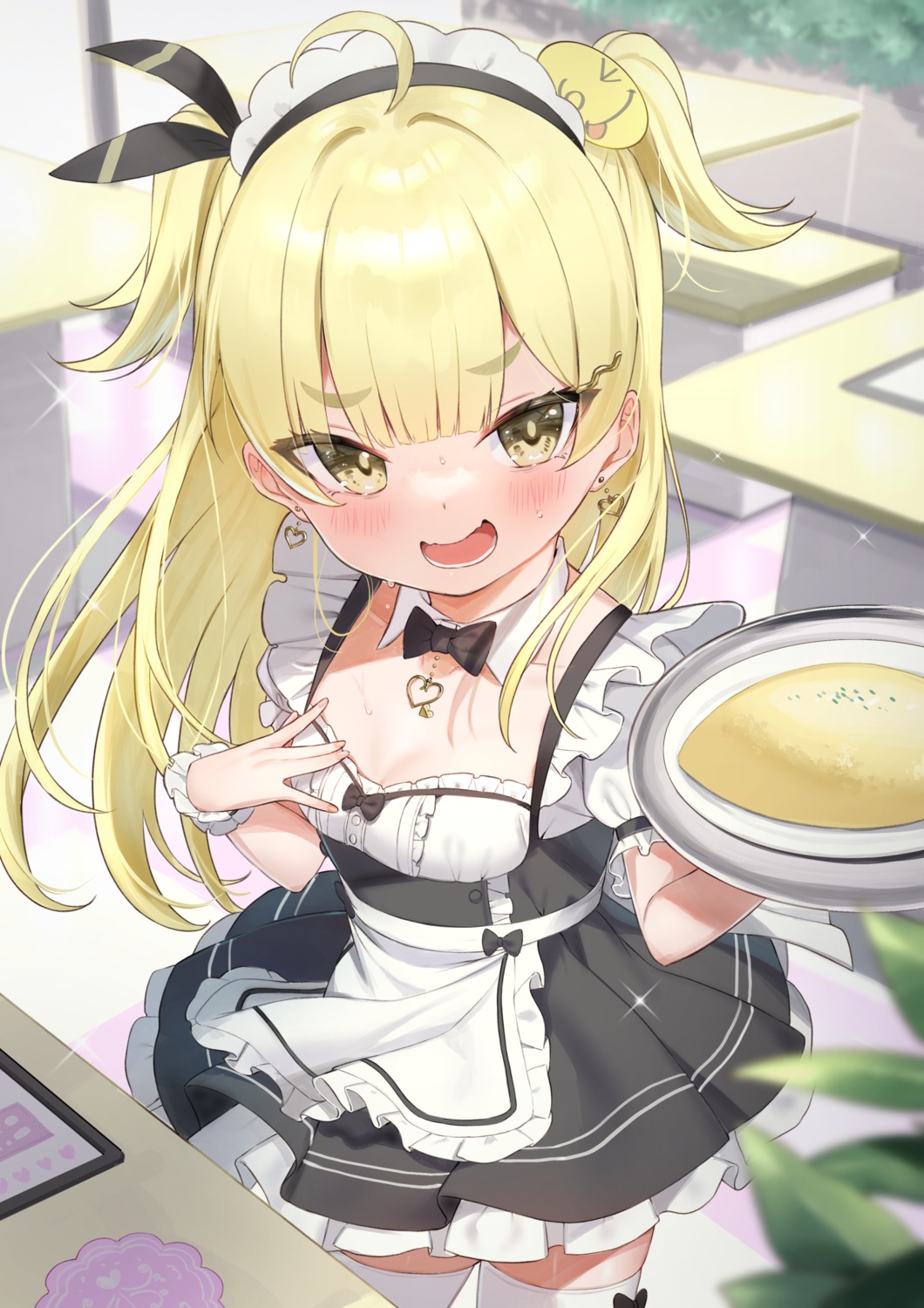 cleavage maid thighhighs tsuki_usagi