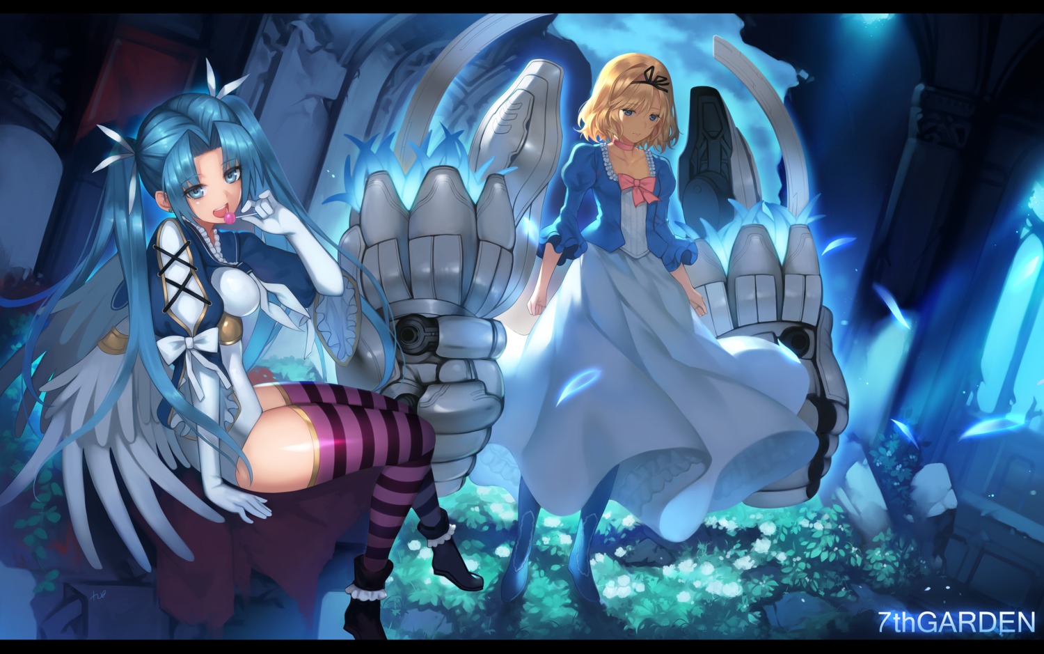 7th_garden dress mecha thighhighs wings yykuaixian