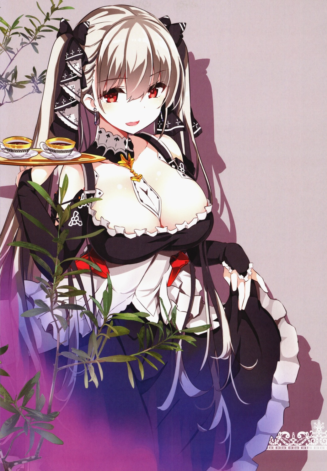 azur_lane cleavage formidable_(azur_lane) gothic_lolita kurokawa_izumi lolita_fashion maid odin skirt_lift