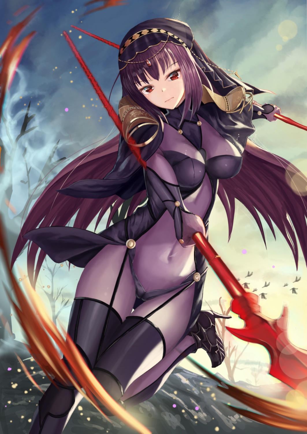 armor bodysuit fate/grand_order heels nekobell scathach_(fate/grand_order) weapon