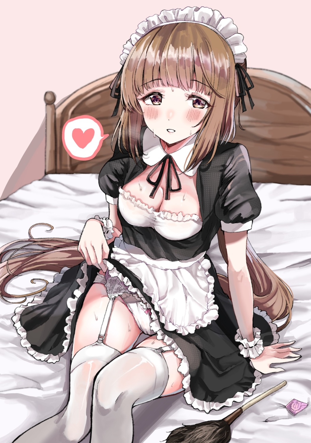 cleavage maid pantsu sak skirt_lift stockings the_idolm@ster the_idolm@ster_cinderella_girls thighhighs yorita_yoshino