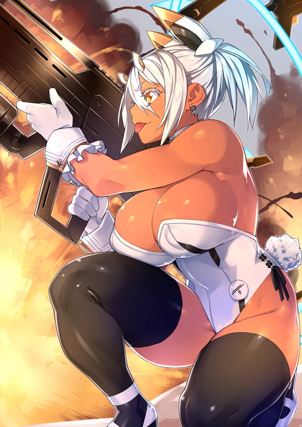 cleavage gun no_bra nopan phantasy_star_online_2 real_xxiii thighhighs