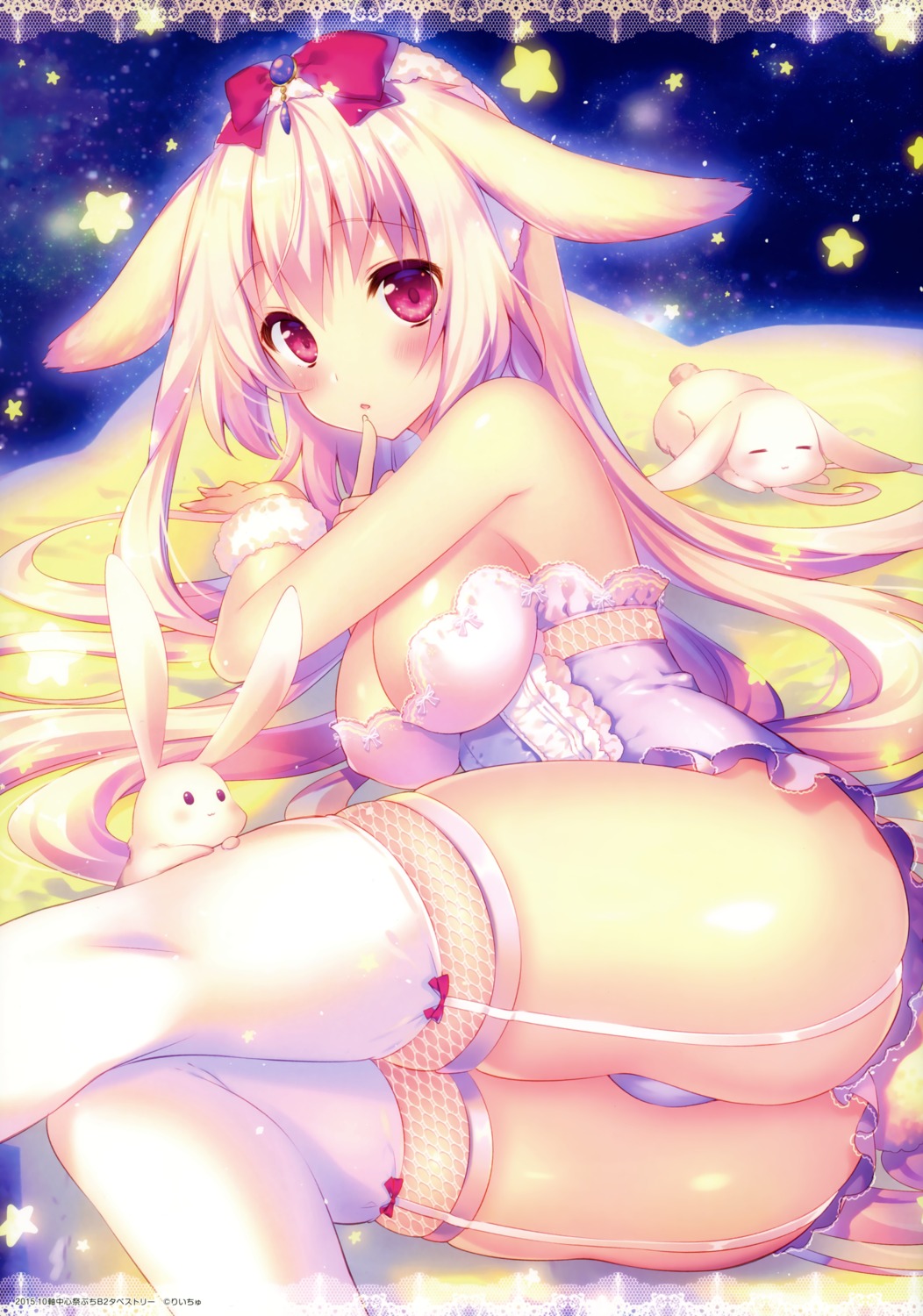 animal_ears ass bunny_ears fishnets pantsu riichu stockings tail thighhighs thong