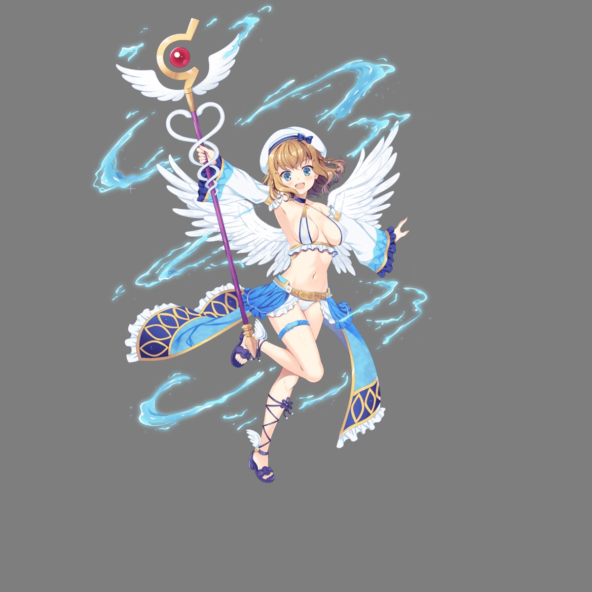 bikini_armor erect_nipples garter heels hoshi_no_girls_odyssey transparent_png weapon wings