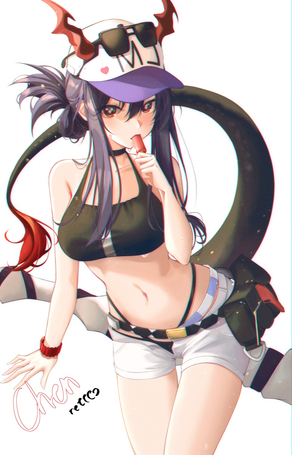 arknights bikini ch'en_(arknights) horns ildanbaggobwa megane swimsuits tail