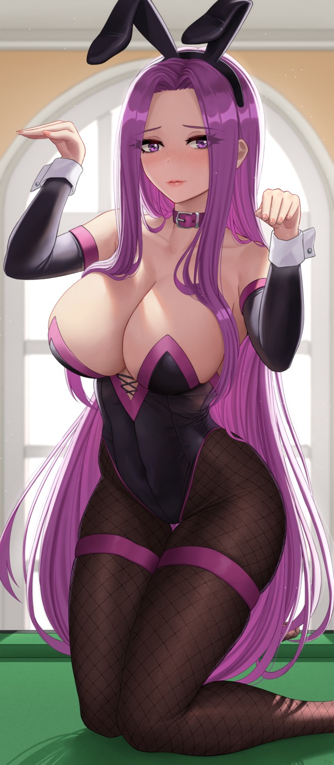 animal_ears bunny_ears bunny_girl fate/grand_order fishnets garter no_bra pantyhose rider zaphn