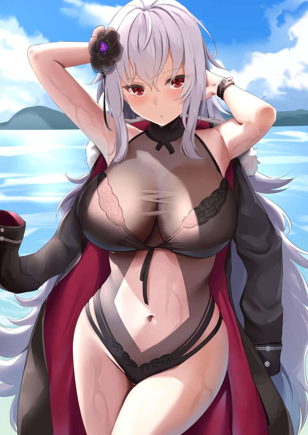 azur_lane bikini graf_zeppelin_(azur_lane) kanade_pa see_through swimsuits wet