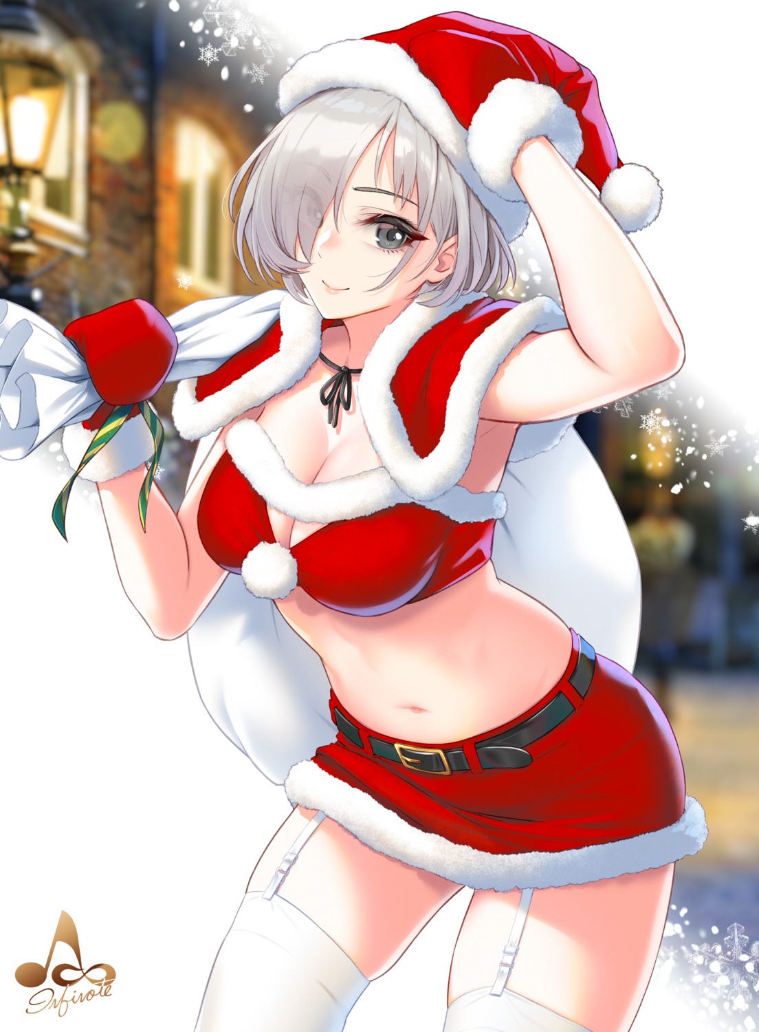 christmas cleavage infinote sashou_mihiro stockings thighhighs