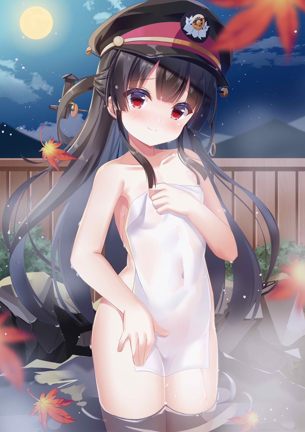 breast_hold fengshen_chino hachiroku loli maitetsu naked nipples onsen pussy see_through towel wet
