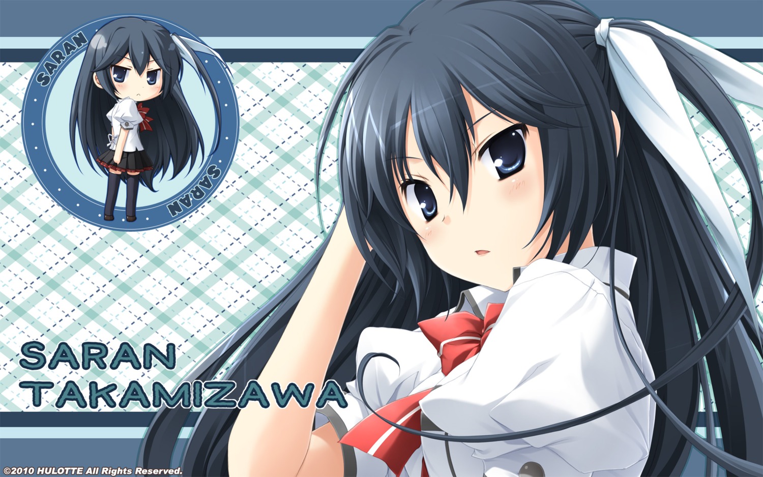 chibi hulotte ikegami_akane seifuku takamizawa_saran wallpaper with_ribbon