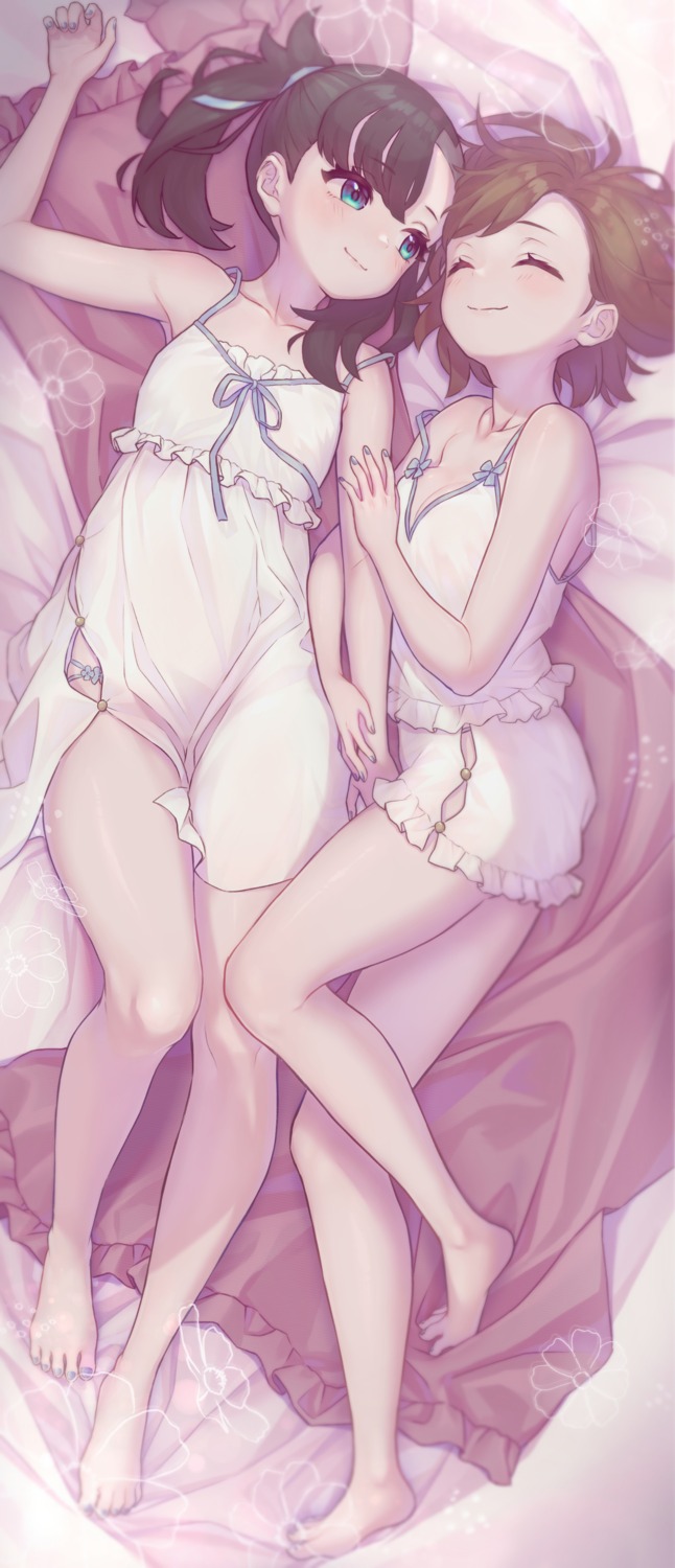 mary_(pokemon) n2ewu no_bra pajama pokemon pokemon_swsh see_through yuri yuuri_(pokemon)