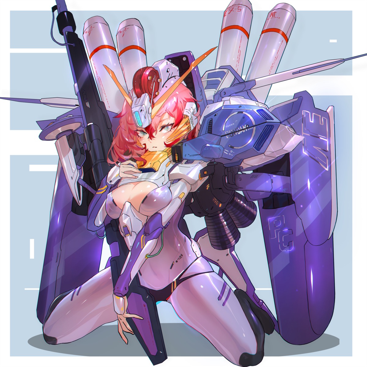 anthropomorphization bodysuit breast_hold ex-s_gundam grandia_lee gundam gundam_sentinel mecha_musume no_bra