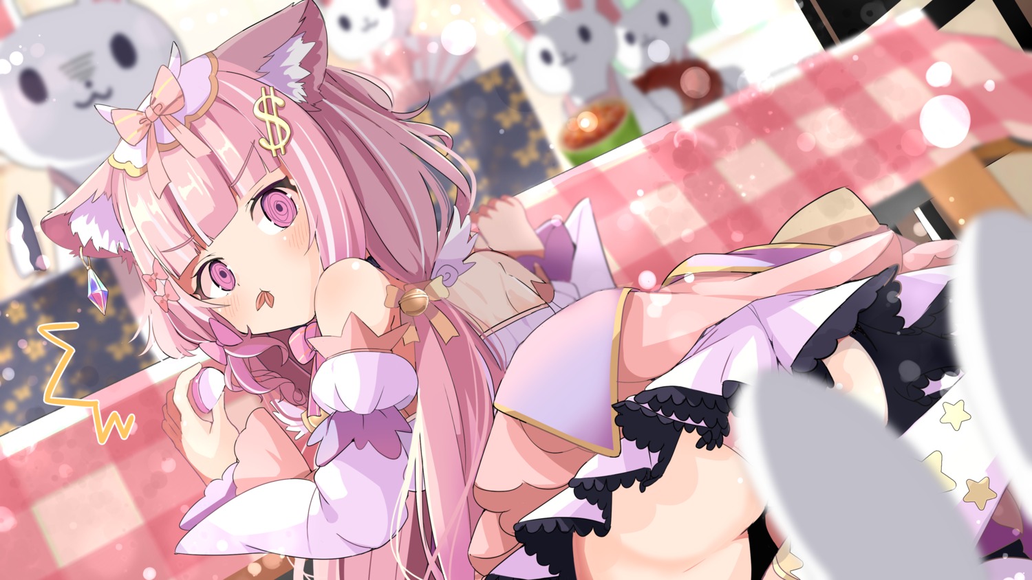 animal_ears ass hoshimiya_maruru indie_virtual_youtuber majima nekomimi pantsu skirt_lift wallpaper