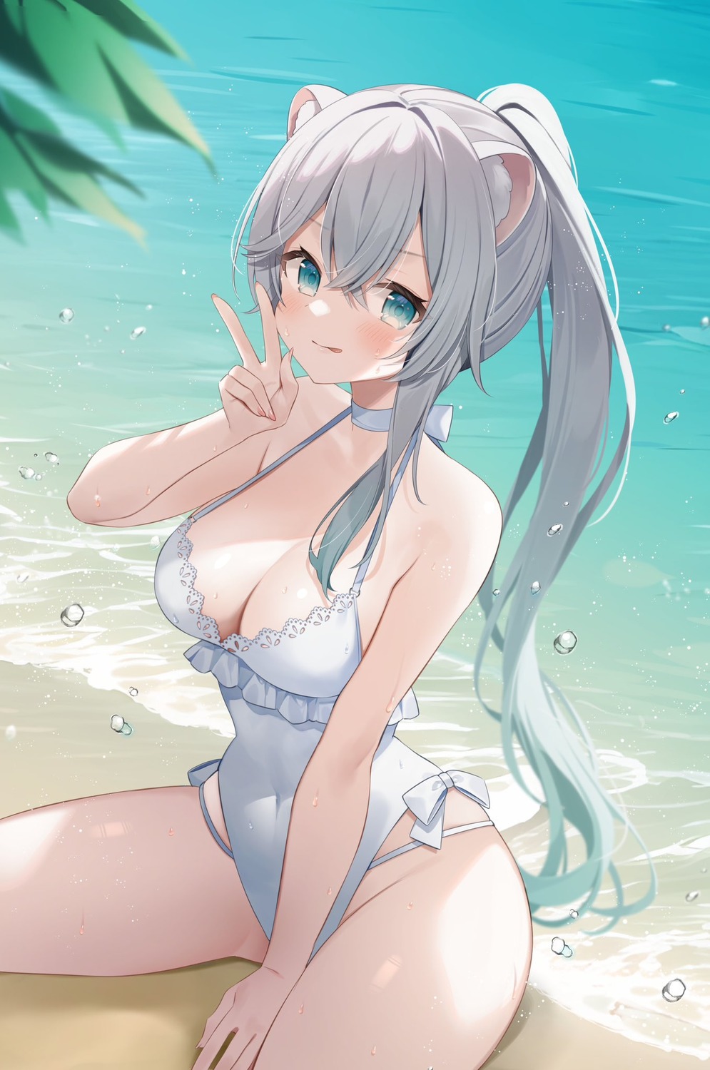 animal_ears indie_virtual_youtuber ragi_(diabolik_angle) swimsuits