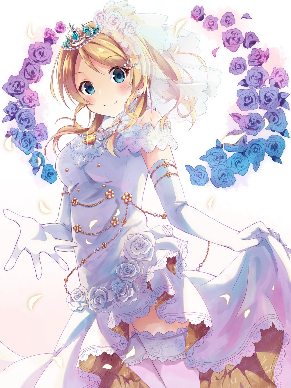 ayase_eli dress love_live! nonono thighhighs wedding_dress