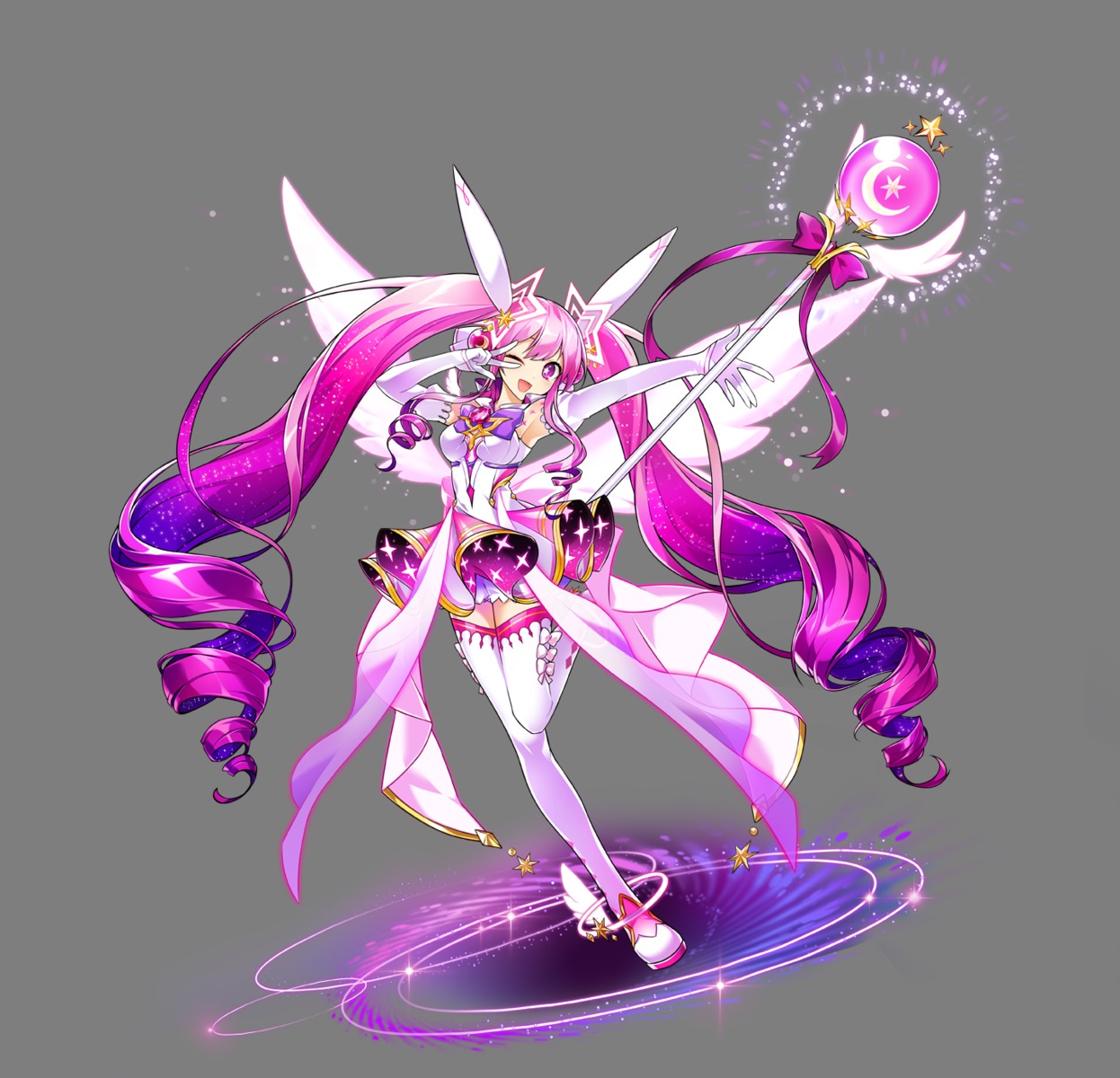 aisha_(elsword) animal_ears bunny_ears dress elsword tagme thighhighs transparent_png weapon