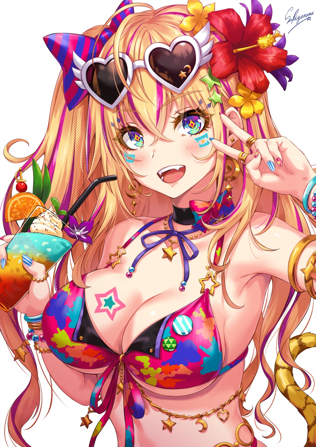 bikini cleavage megane sakiyamama swimsuits tattoo underboob